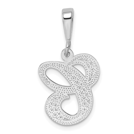 10k White Gold Large Filigree Script Initial C Pendant