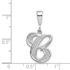10k White Gold Large Filigree Script Initial C Pendant
