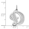 10k White Gold Large Filigree Script Initial D Pendant