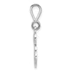 14KW White Gold Solid Polished Script Filigree Letter E Initial Pendant