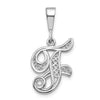 10k White Gold Large Filigree Script Initial F Pendant