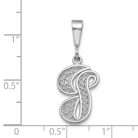 10k White Gold Large Filigree Script Initial G Pendant