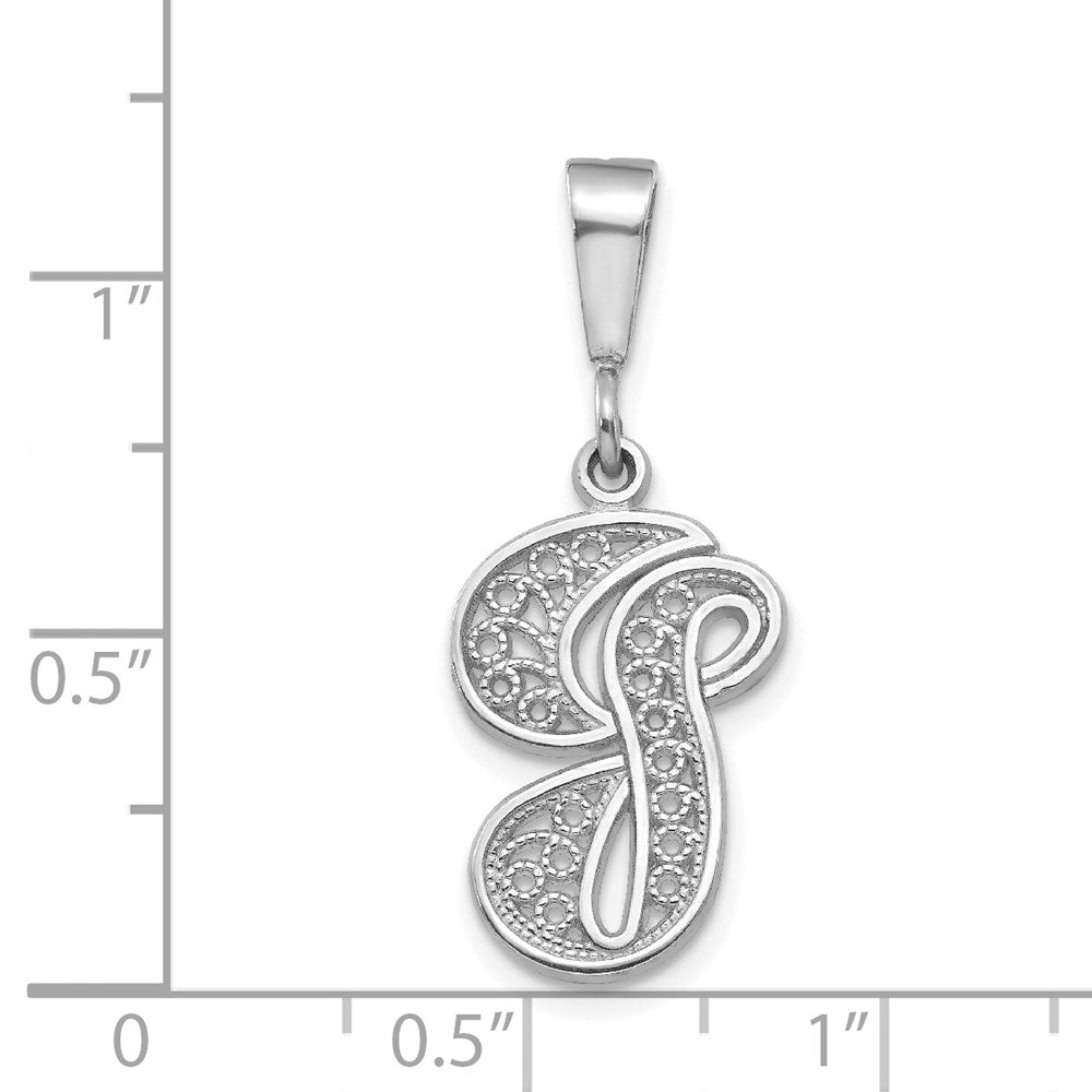10k White Gold Large Filigree Script Initial G Pendant