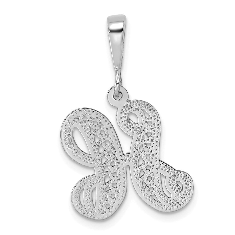10k White Gold Large Filigree Script Initial H Pendant