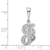 10k White Gold Large Filigree Script Initial J Pendant