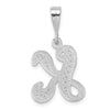 10k White Gold Large Filigree Script Initial K Pendant