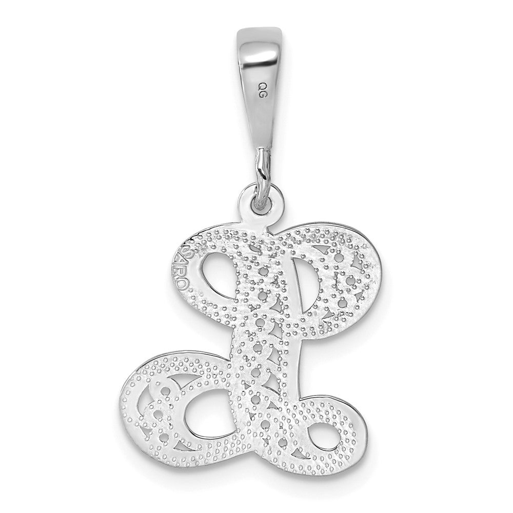 10k White Gold Large Filigree Script Initial L Pendant