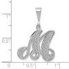 10k White Gold Large Filigree Script Initial M Pendant
