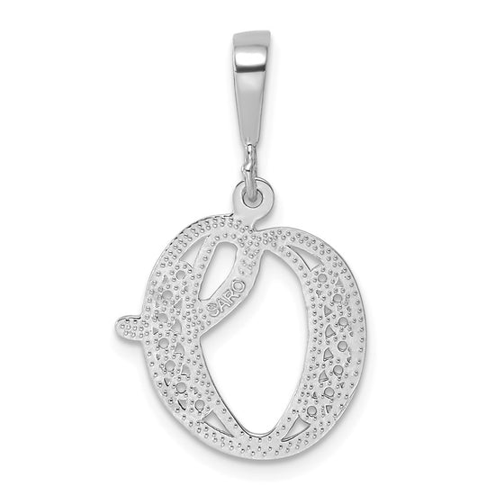 10k White Gold Large Filigree Script Initial O Pendant