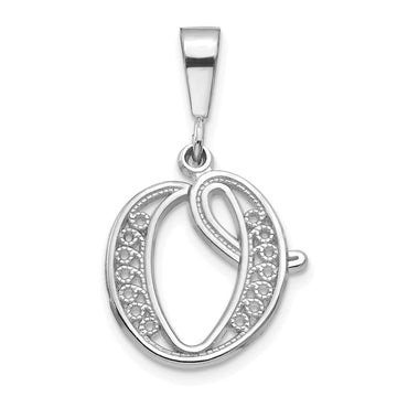 10k White Gold Large Filigree Script Initial O Pendant