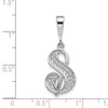 14KW White Gold Solid Polished Script Filigree Letter S Initial Pendant