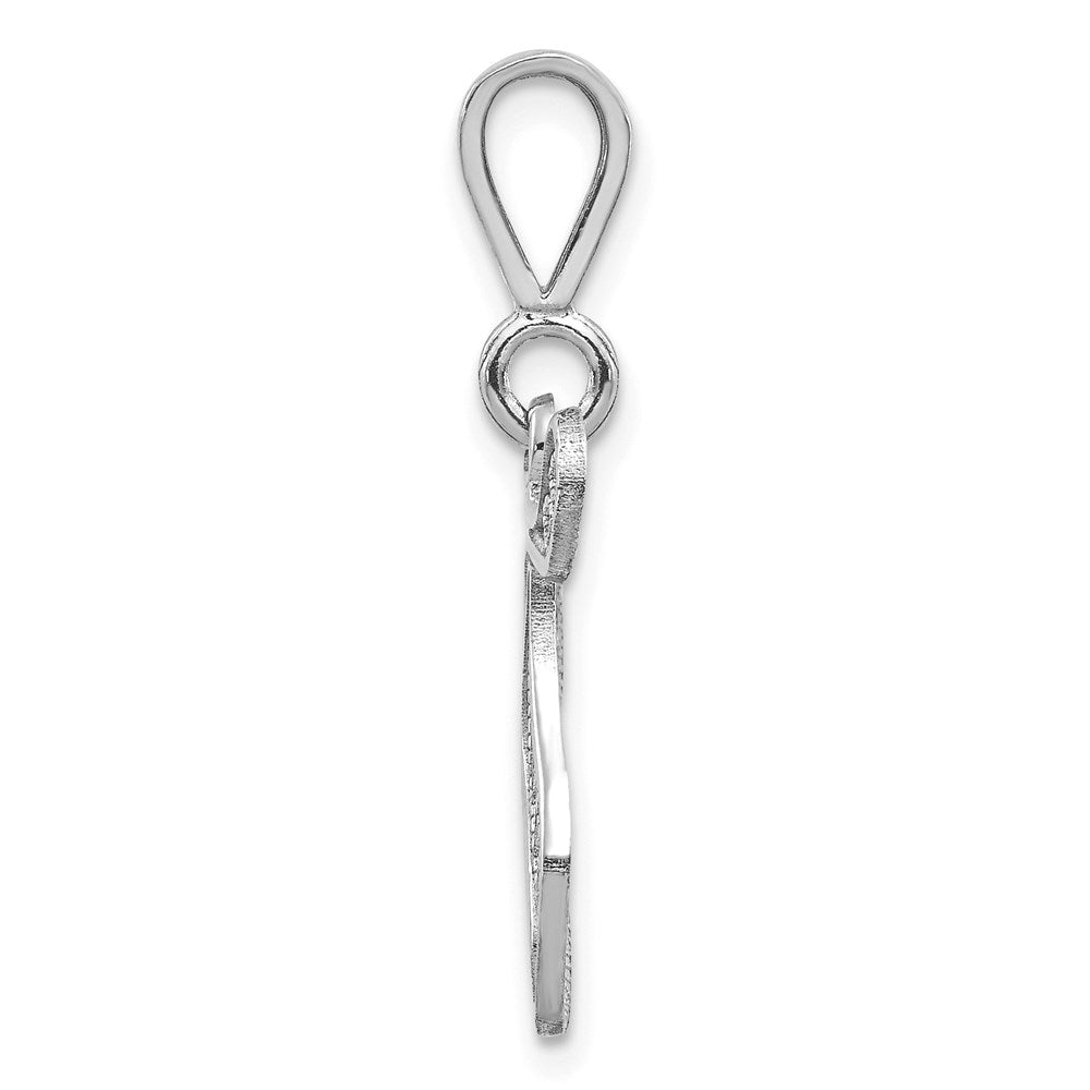 10k White Gold Large Filigree Script Initial T Pendant
