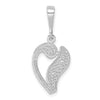14KW White Gold Solid Polished Script Filigree Letter V Initial Pendant