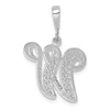 10k White Gold Large Filigree Script Initial W Pendant