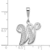 10k White Gold Large Filigree Script Initial W Pendant