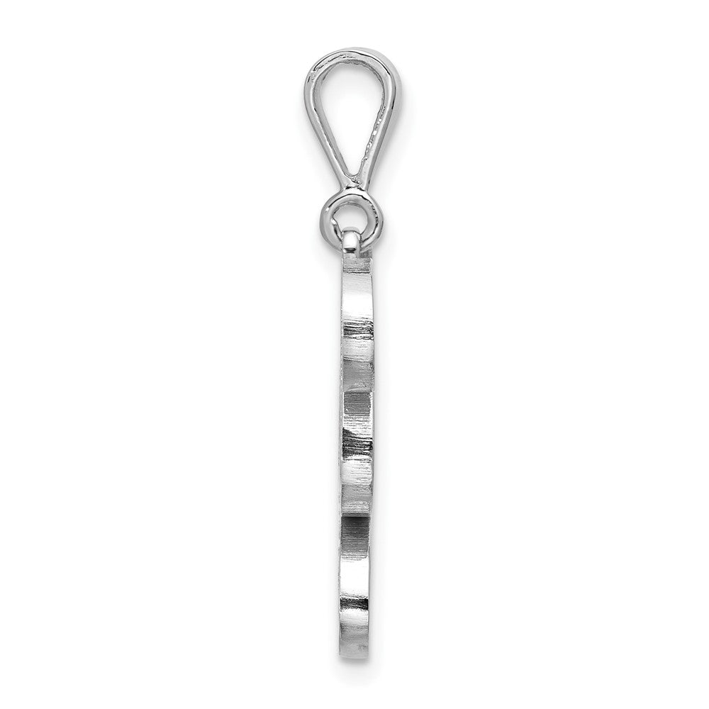 14K White Gold Solid Polished Script Filigree Letter Y Initial Pendant
