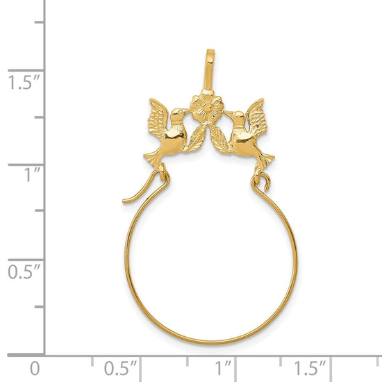14k Polished Doves and Bow Charm Holder Pendant