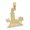 14k Southern Lighthouse with Palm Tree and Flag Charm
