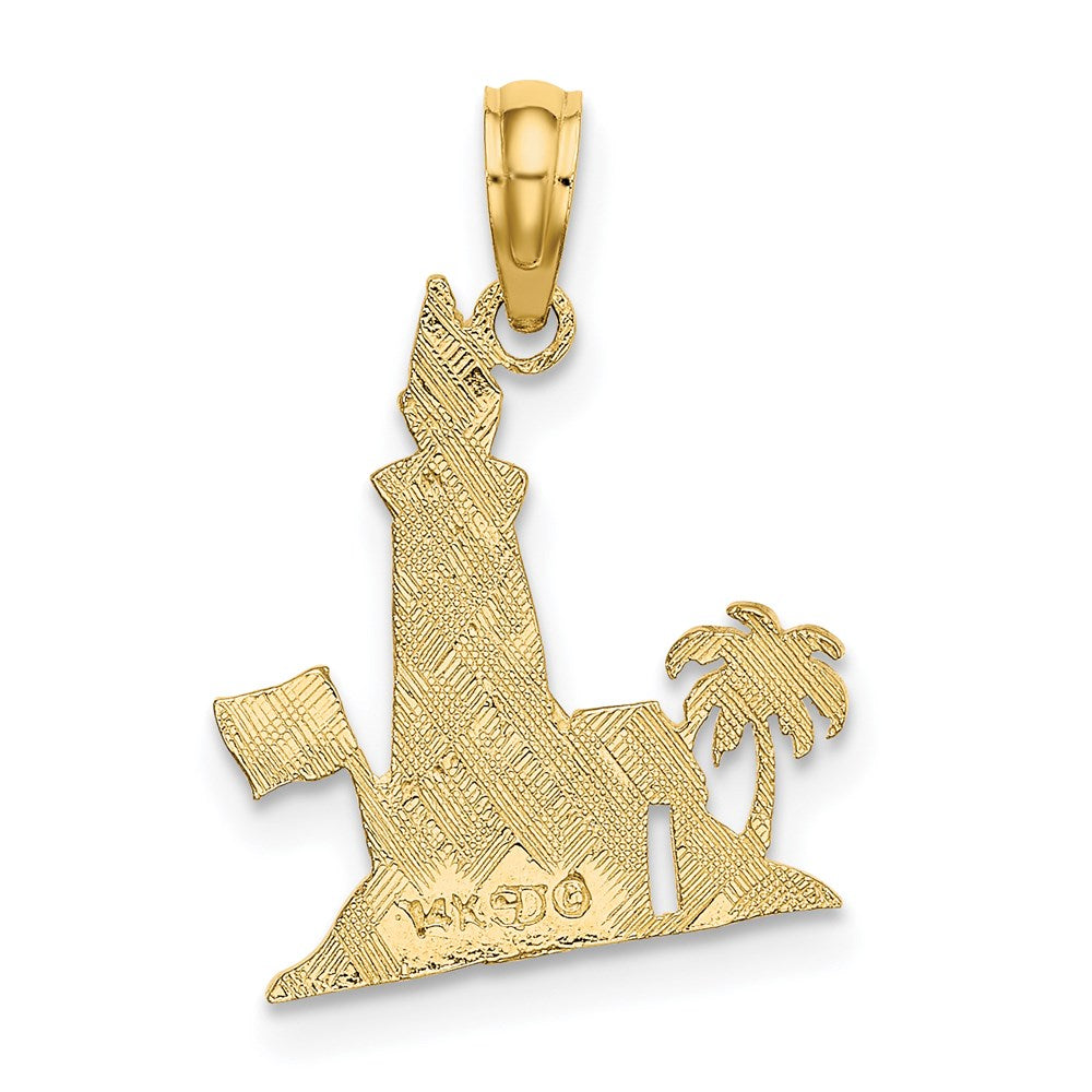 14k Southern Lighthouse with Palm Tree and Flag Charm