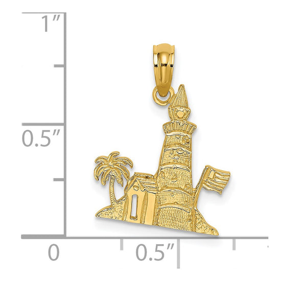 14k Southern Lighthouse with Palm Tree and Flag Charm