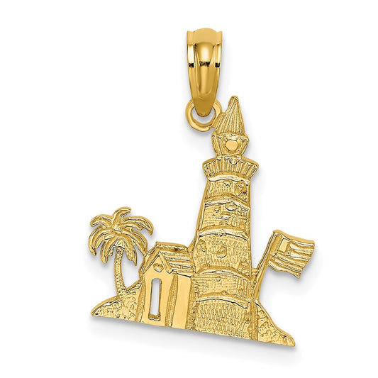 14k Southern Lighthouse with Palm Tree and Flag Charm