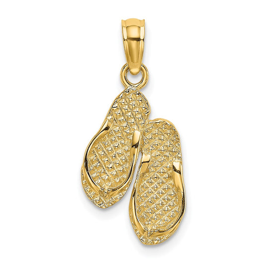 14k 3-D Solid Polished HAWAII Flip-Flops Charm