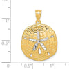 14K with White Rhodium Polished Diamond-Cut Sand Dollar Pendant