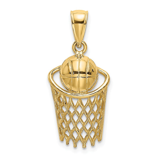 Gold Polished Basketball Pendants