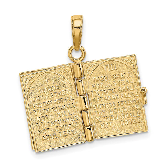14K 3-D THE TEN COMMANDMENTS Book with Moveable Pages Pendant
