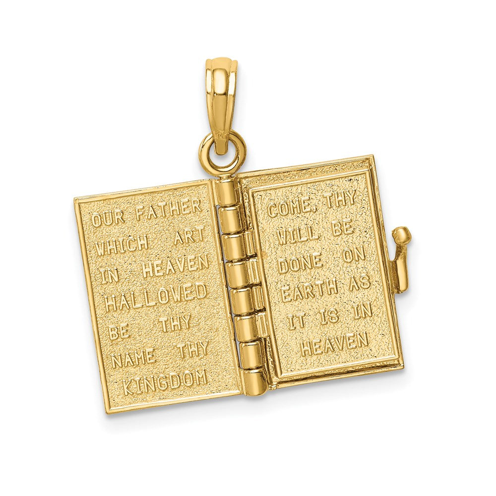 14K 3-D Bible with Lord's Prayer and Moveable Pages Pendant