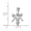 14k  3-D White Gold Satin and Diamond-cut Angel Pendant