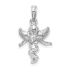 14k  3-D White Gold Polished Solid Angel Pendant