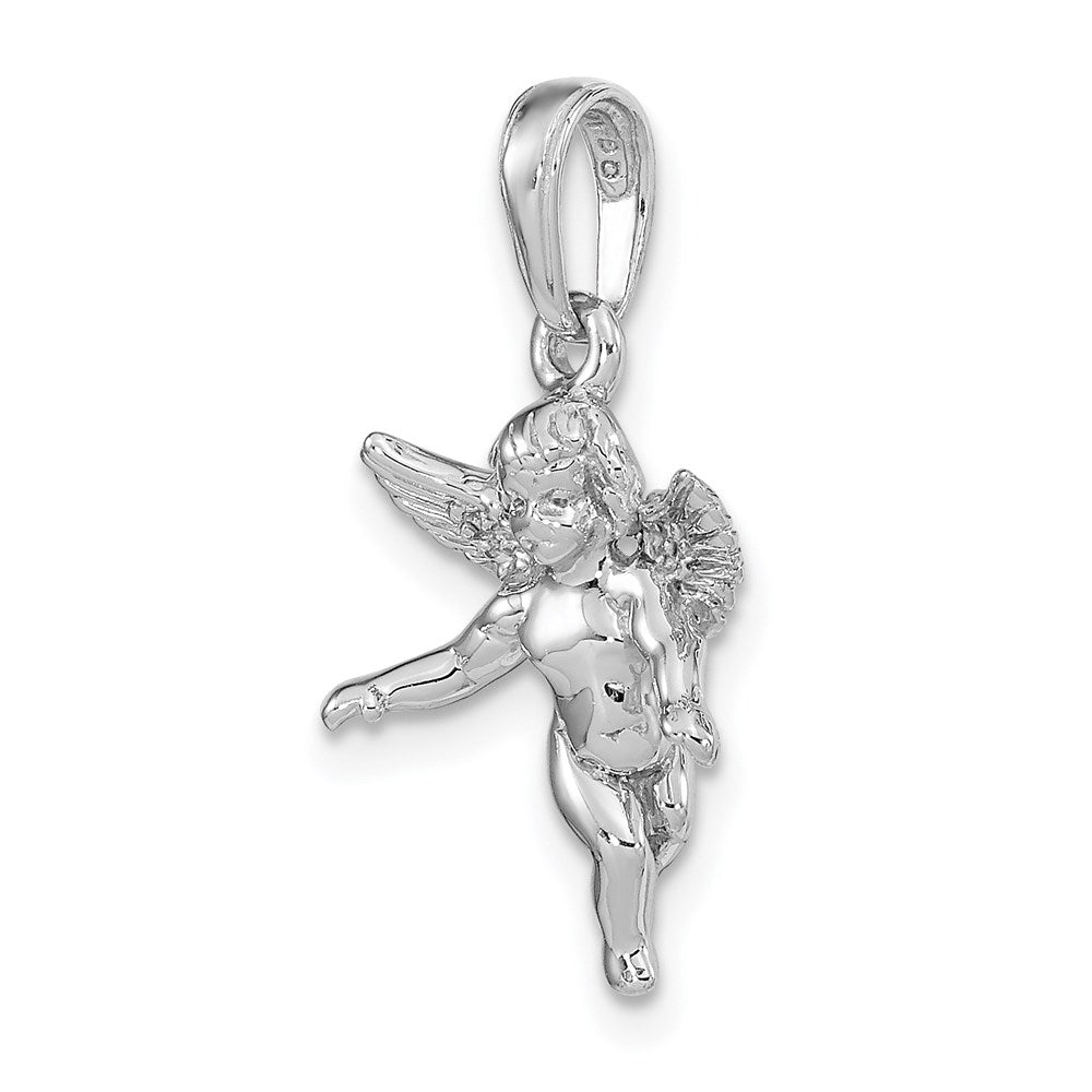 14k  3-D White Gold Polished Solid Angel Pendant