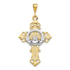 14k Two-tone Claddagh Cross Pendant