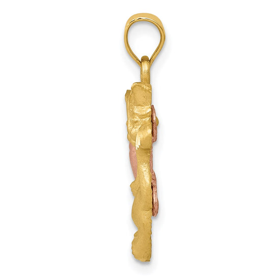 14k Two-Tone Cat with Heart Charm