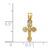 14k Tiny Budded Cross Charm