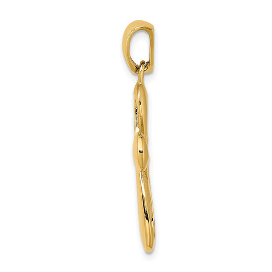 14k Polished Ribbon Cross Charm