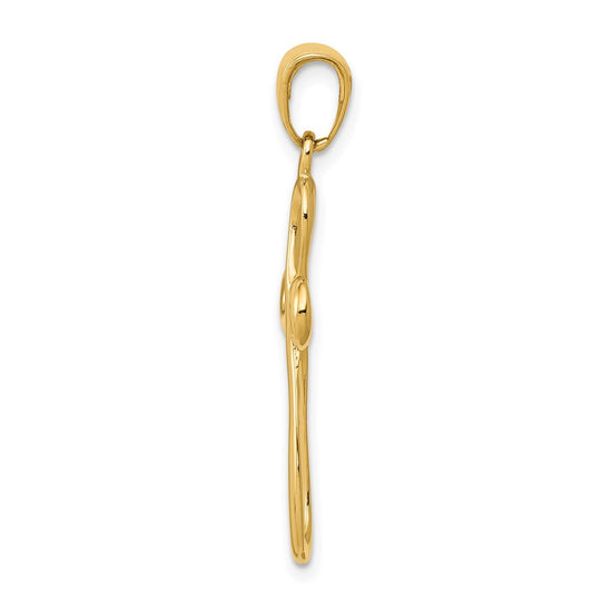14k Polished Ribbon Cross Pendant