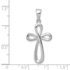 14k White Gold Polished Ribbon Cross Pendant