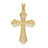 14k and White Rhodium Filigree Cross Pendant
