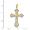 14k and White Rhodium Filigree Cross Pendant