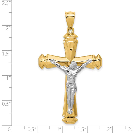 14k Polished Two-tone Crucifix Pendant