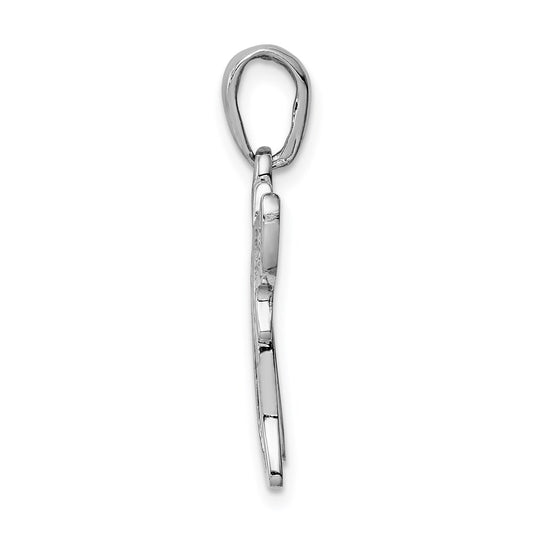 14k White Gold Mesh Chai Pendant