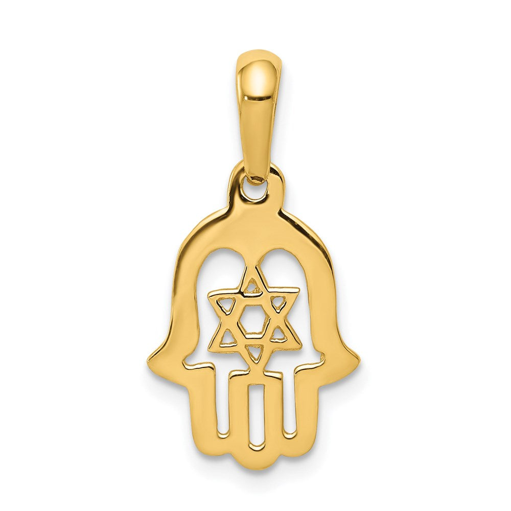 Gold Hamsa with Star of David Pendant