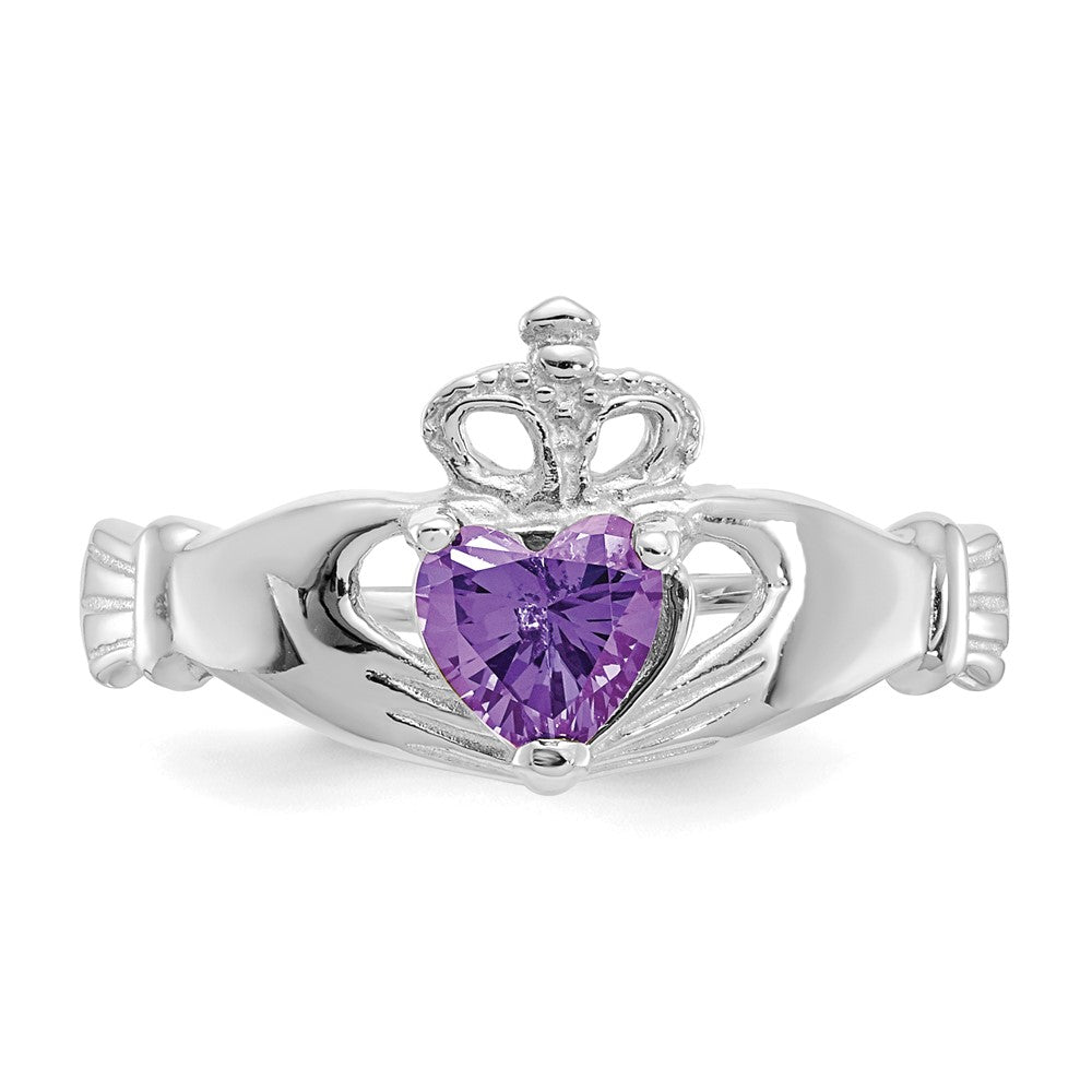 CZ Birthstone Claddagh Heart Ring