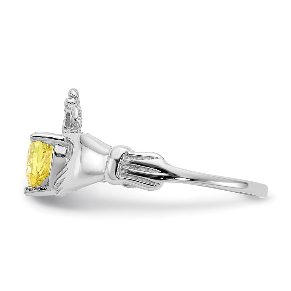 CZ Birthstone Claddagh Heart Ring