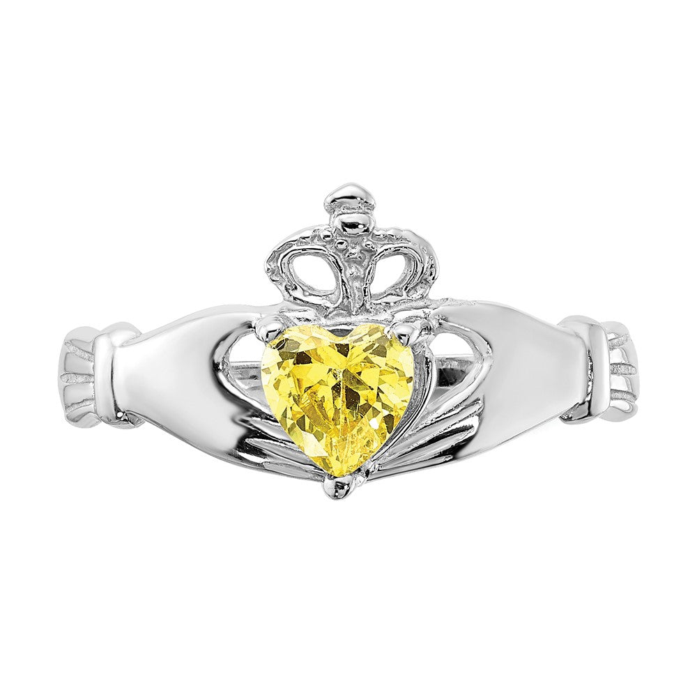 CZ Birthstone Claddagh Heart Ring