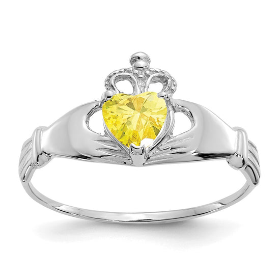 CZ Birthstone Claddagh Heart Ring