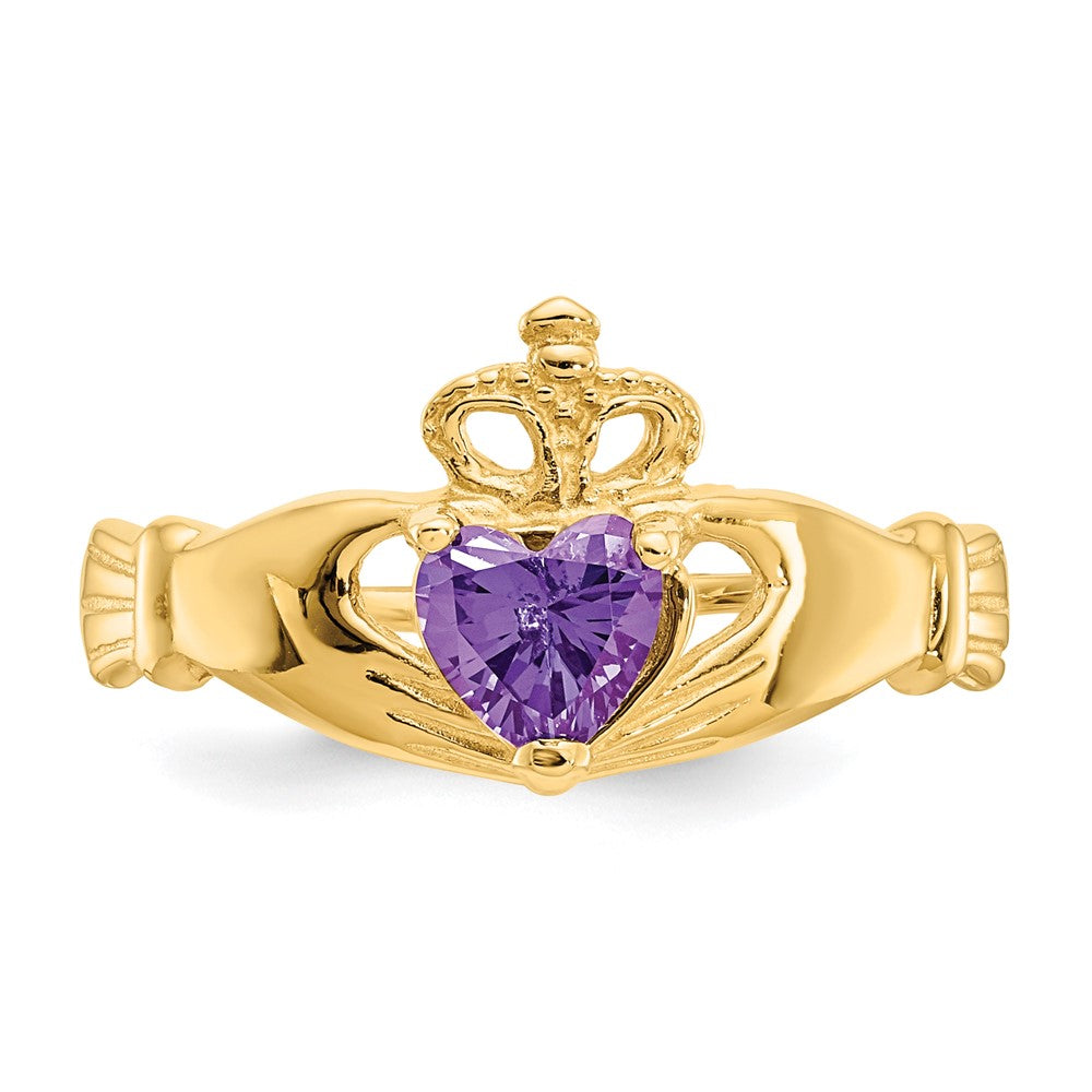 CZ Birthstone Claddagh Heart Ring