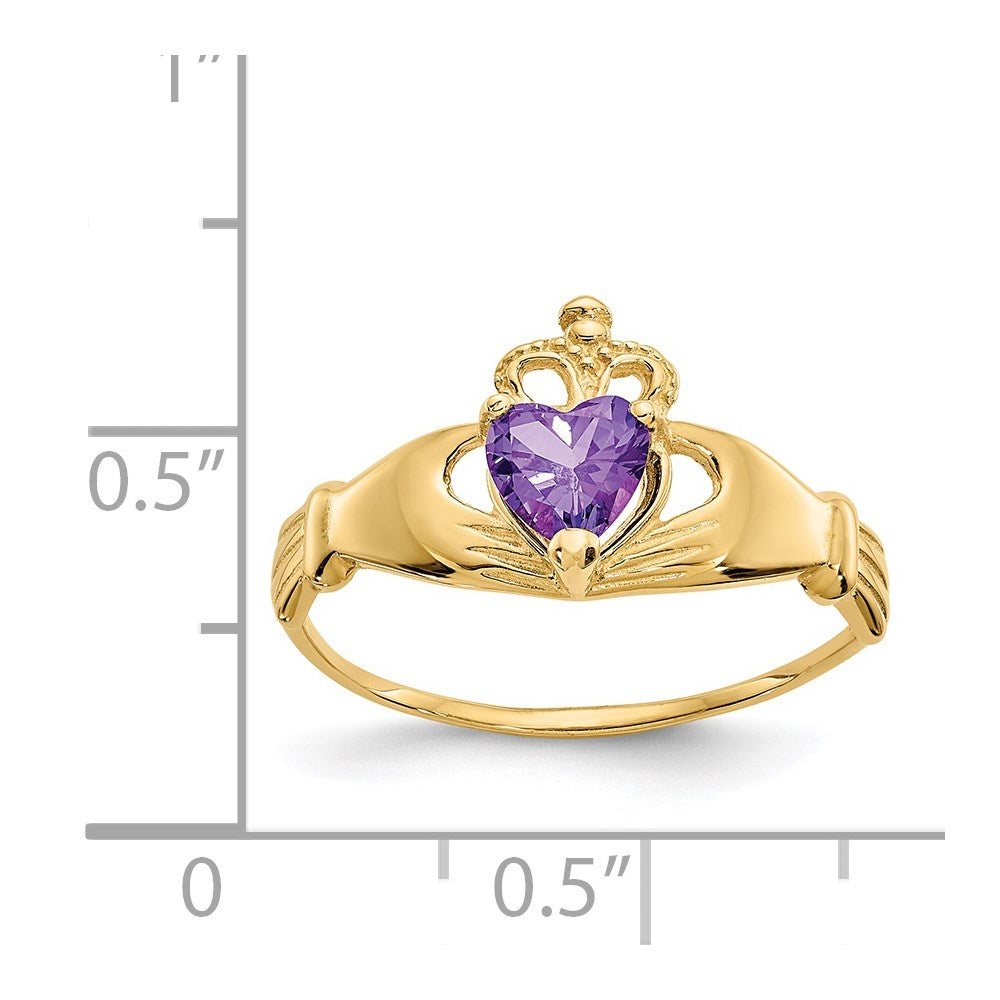 CZ Birthstone Claddagh Heart Ring
